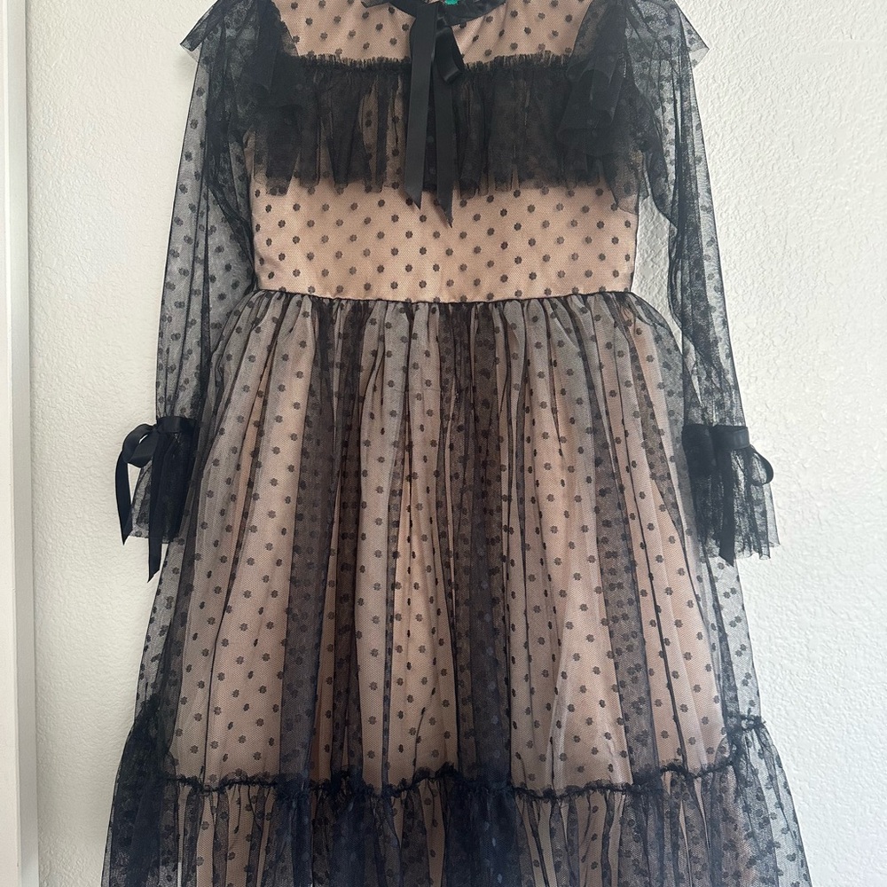 Elegant Black and Cream Kids Formal Dress